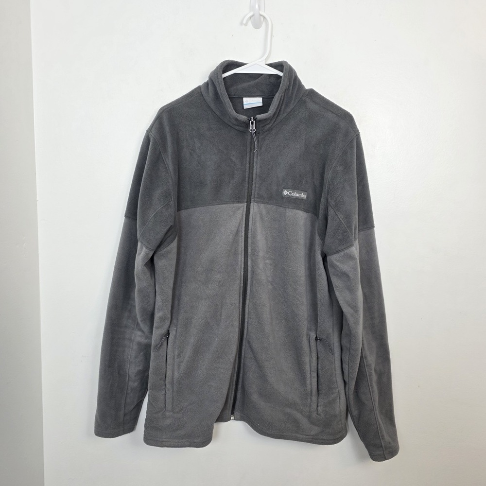 Columbia Gray‎ Fleece Full Zip Outdoor Mock Neck Warm Grunge Jacket Size L